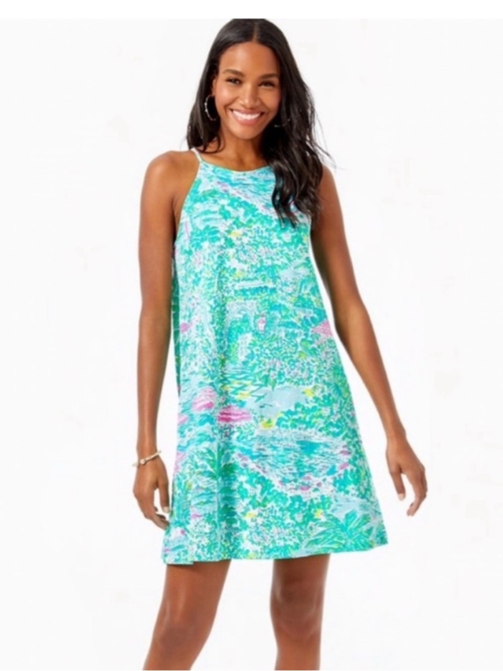 Lilly Pulitzer Margot Swing Dress in Gustavia Green Sunshine City Large